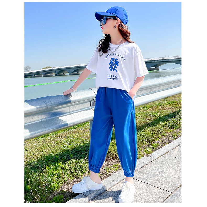 BTG28 Size120-160 (18-40kg) set bộ thun bé gái size đại(Áo thun + quần thể thao) HÀNG QUẢNG CHÂU CAO CẤP