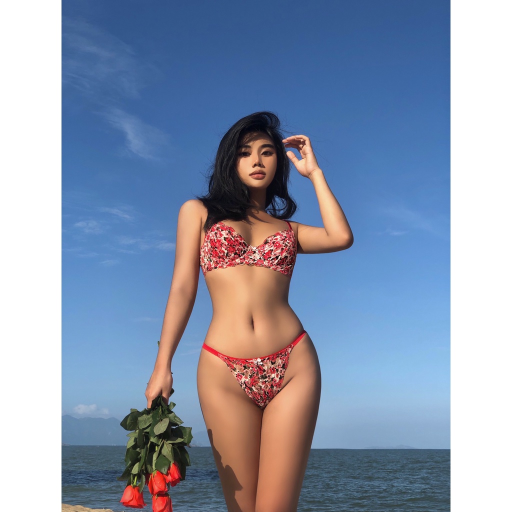 Bộ đồ lót ren hoa Tường Vy - Set nội y nữ Thiết kế Sanvajulie