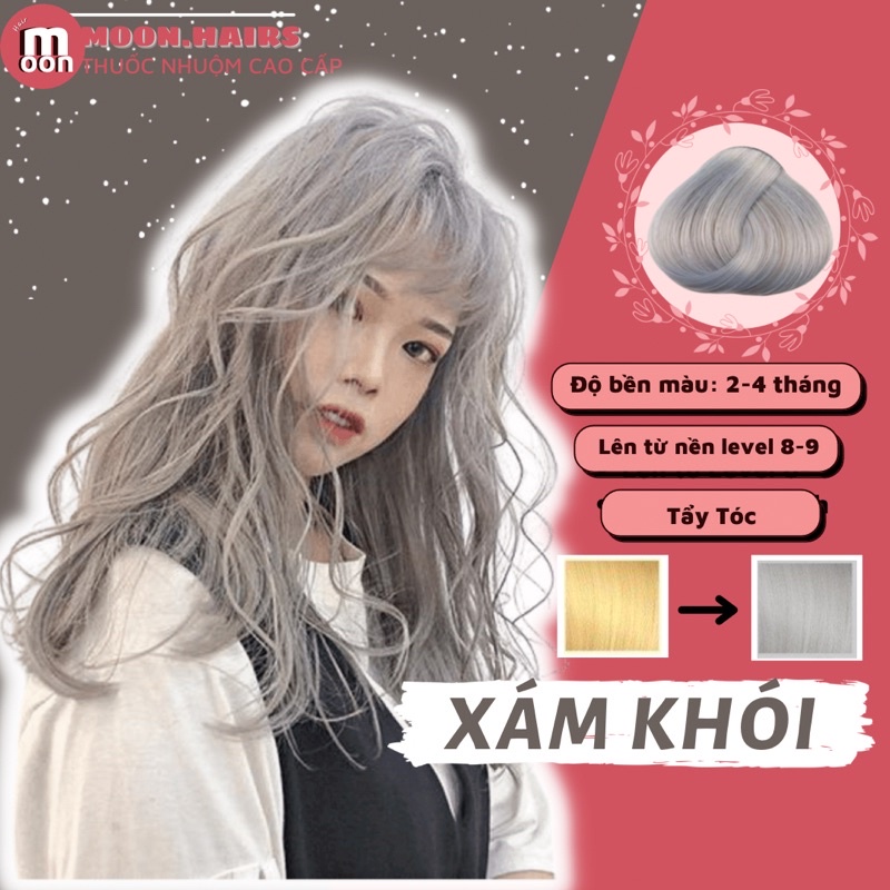 Thuốc nhuộm tóc XÁM KHÓI | Tặng Vitamin E dưỡng tóc, bao tay nhuộm, mũ trùm ủ tóc, Tẩy tóc, Nâng tone