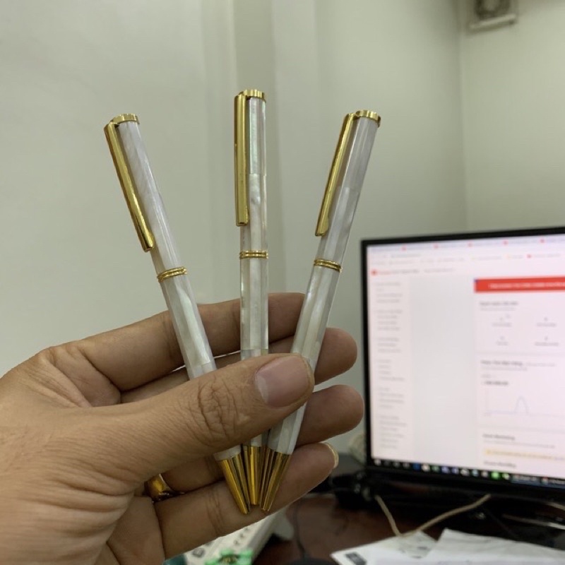 Bút Khảm Xà Cừ Trắng Siêu Đẹp HAHANCO Đẳng Cấp Của Người Thành Đạt - PEH991T