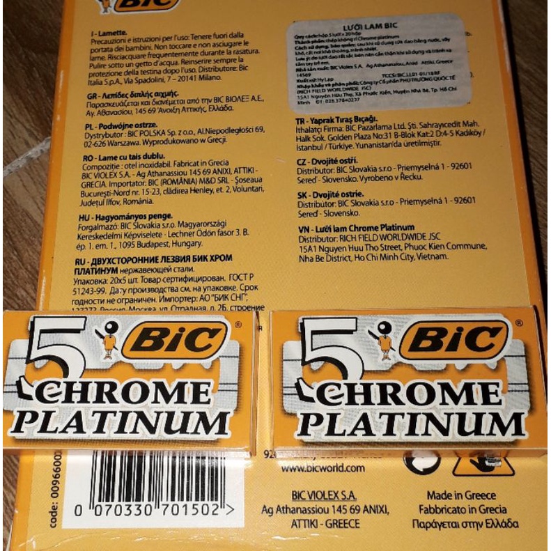 Hộp 5 cái lưỡi lam Bicc cạo râu như hình