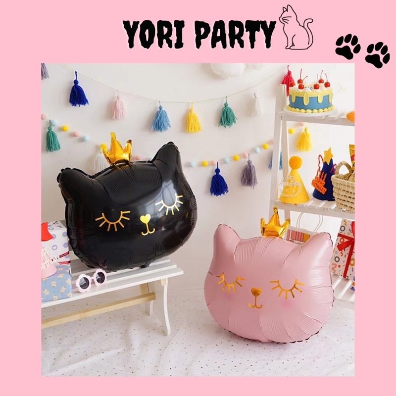 Bong Bóng Mèo Đen Hồng Đáng Yêu Trang Trí Sinh Nhật - Yori Party