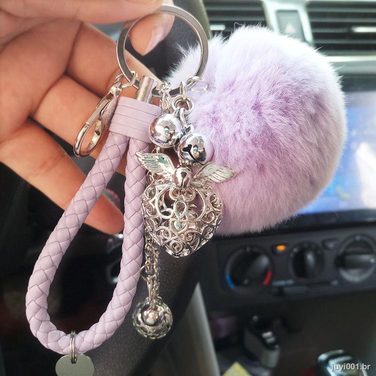 Móc Khóa Quả Cầu Lông Xù Xinh Xắn Dành Cho Nữ