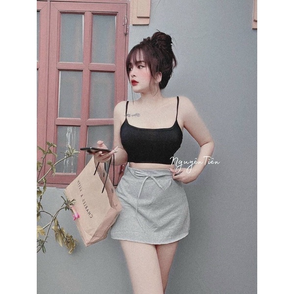 Set 2 món áo dây chân váy có lót trong form chữ A