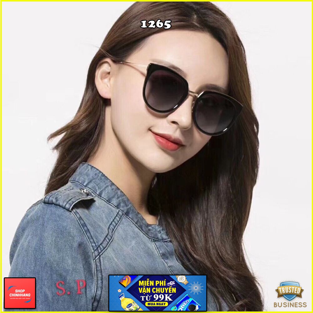 KÍNH MÁT NỮ THỜI TRANGMẮT MÈO TRÒNG POLARIZED GỌNG XI KIM LOẠI CAO CẤP SH1265