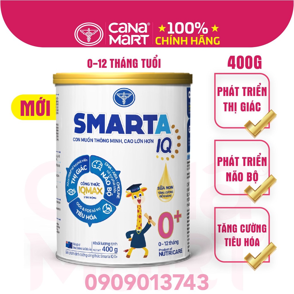 Sữa bột Nutricare Smarta IQ 0+ giúp trẻ phát triển trí não (400g)