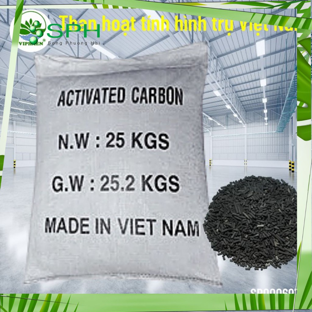 ✅   Than hoạt tính hình trụ Việt Nam dùng lọc nước, lọc bụi, làm sạch  💚