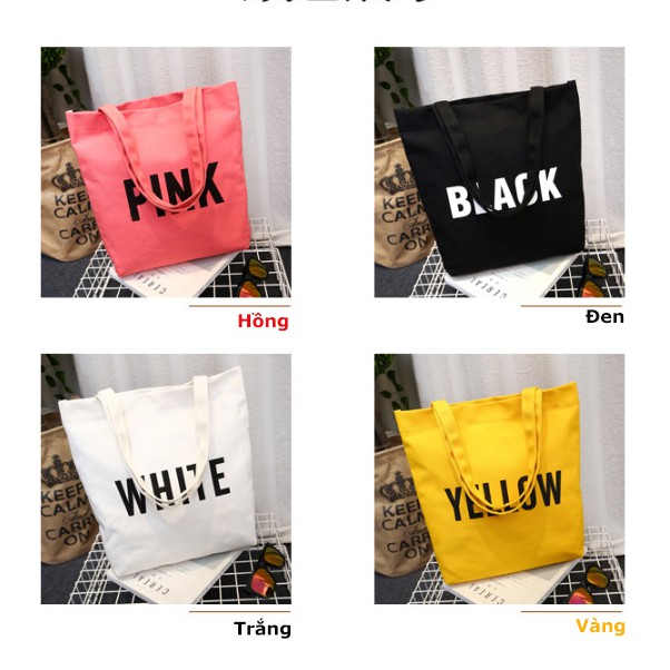TÚI TOTE VẢI YELLOW WHITE BLACK PINK HÀN