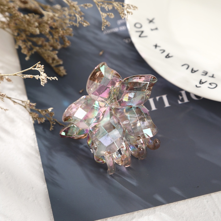 Kẹp Tóc Càng Cua Trong Suốt Bằng Nhựa Acrylic Hình Hoa Dễ Thương Phong Cách Hàn Quốc Cho Nữ
