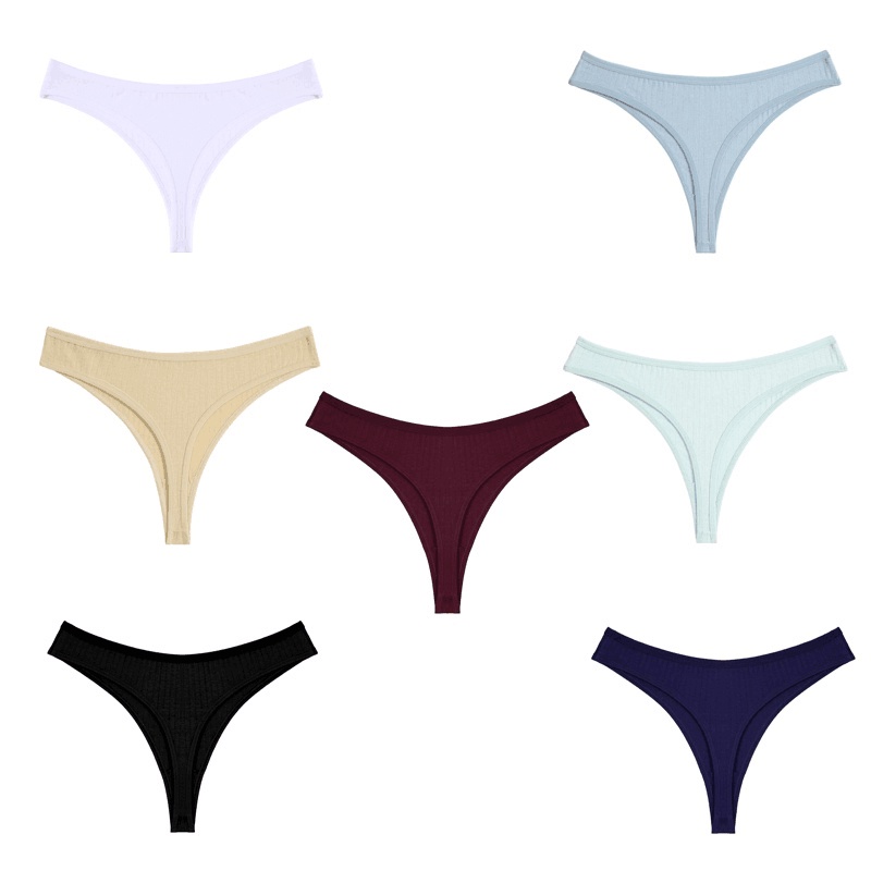 Set 3 quần lót TakeTalk vải cotton chữ T lưng thấp màu trơn 7 màu sắc cho nữ