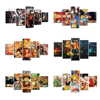 Set 5 tranh vải Canvas treo tường trang trí hình nhân vật Ace truyện tranh One Piece