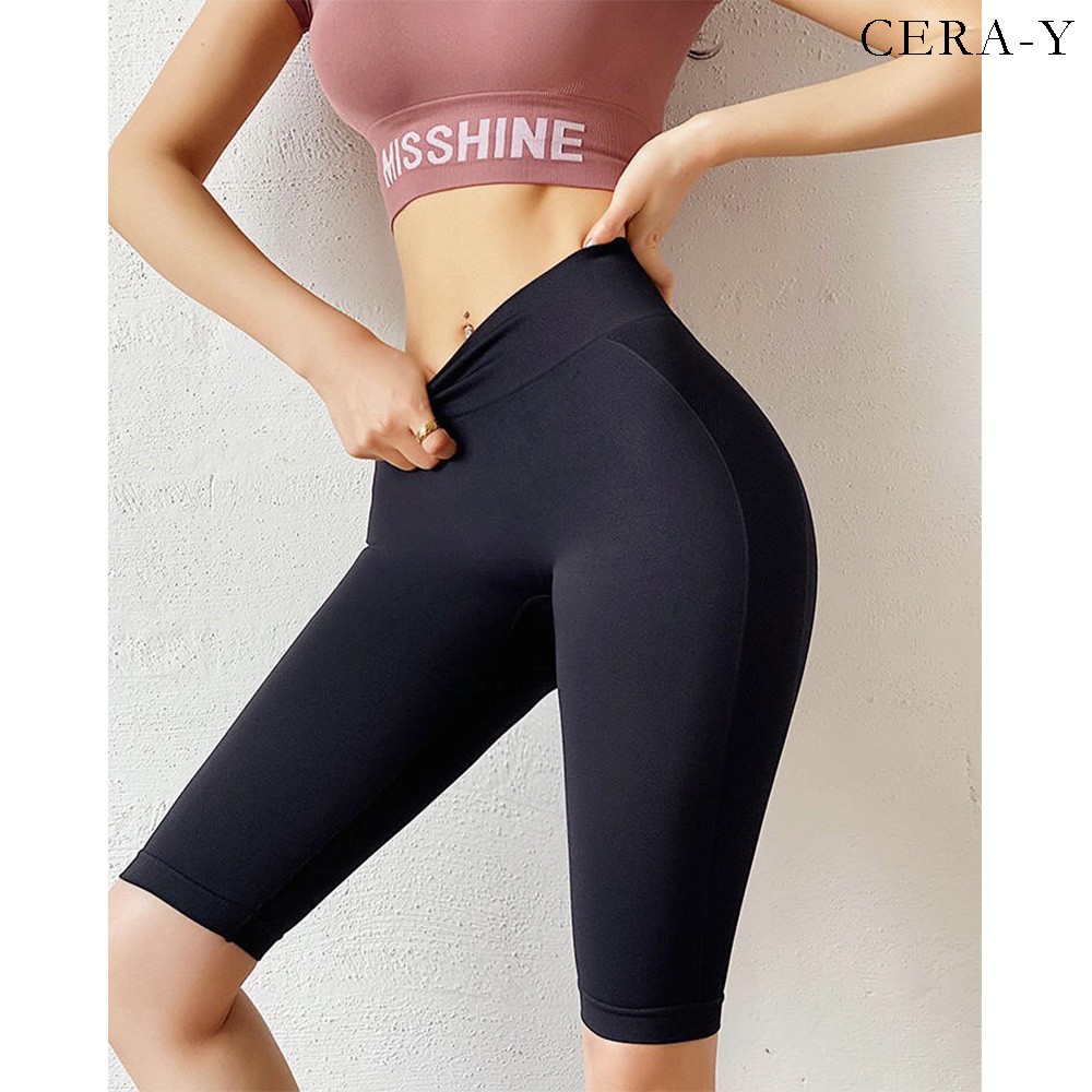 Bộ đồ tập thể thao CERA-Y chất vải thun dệt co dãn màu đen CRSB001