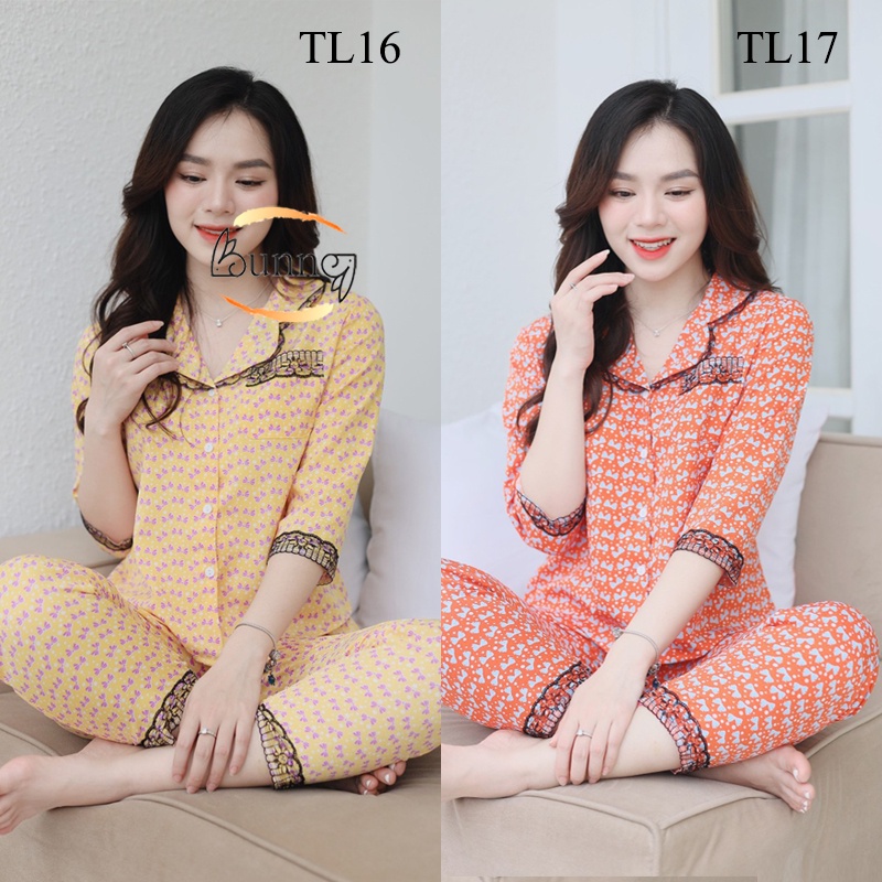 [Bunny] Đồ bộ mặc nhà cổ V, đồ bộ mặc nhà, quần áo nữ mẫu xinh mặc mát nhẹ nhàng