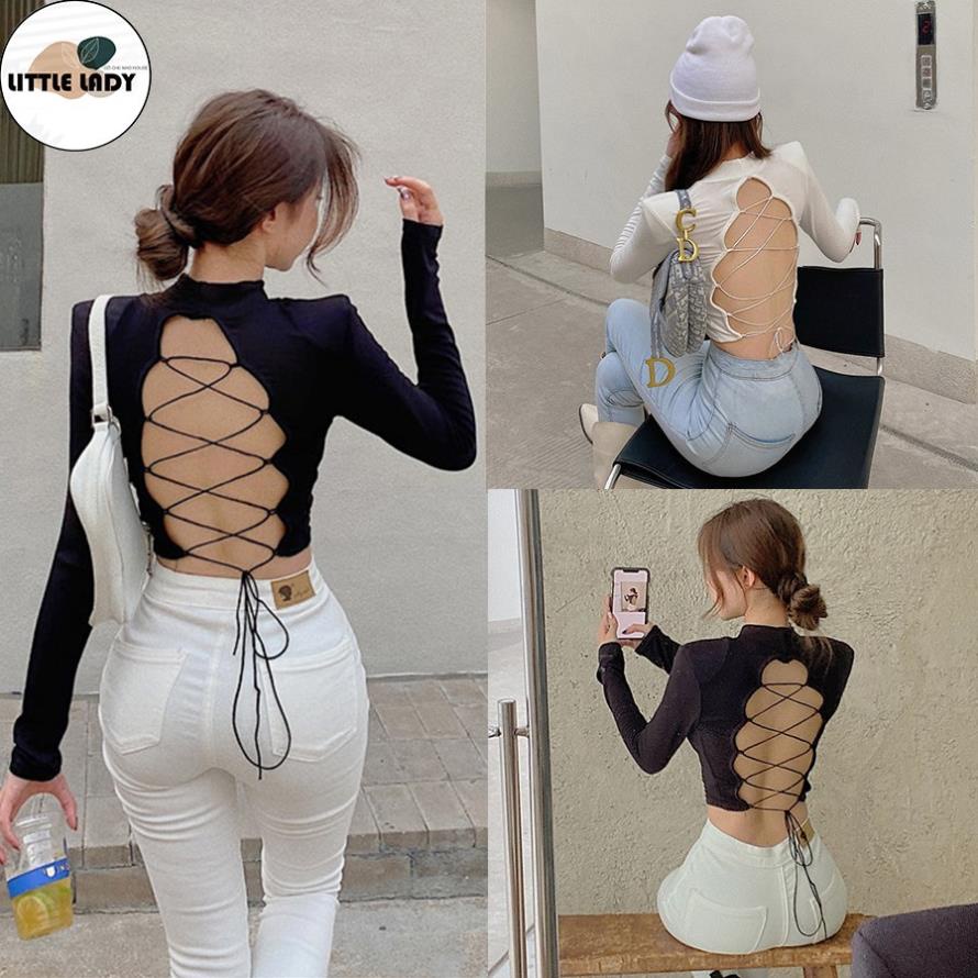 Áo Hở Lưng Cột Dây Tay Dài Cột Nơ Sau Lưng "HỞ LƯNG ĐAN DÂY"