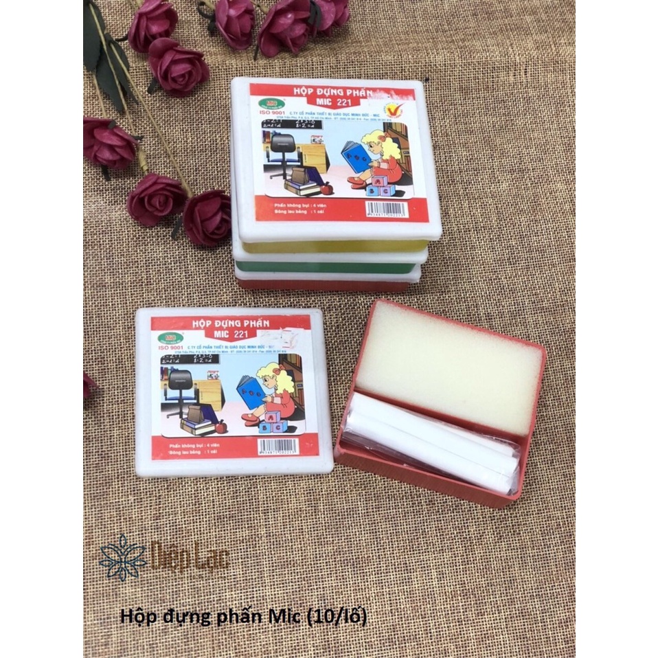 Hộp đựng phấn học sinh -  tặng phấn + lau bảng (3 hình/5 màu) - sỉ lẻ văn phòng phẩm Diệp Lạc