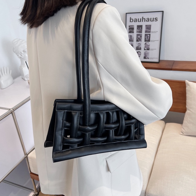 Túi đeo vai IELGY đan tay màu trơn phong cách Pháp thời trang cho nữ