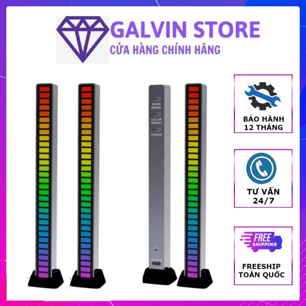 Đèn led cảm ứng âm thanh RGB đa sắc - Đèn led trang trí nháy theo nhạc thông minh, kết nối app điều chỉnh chế độ nháy