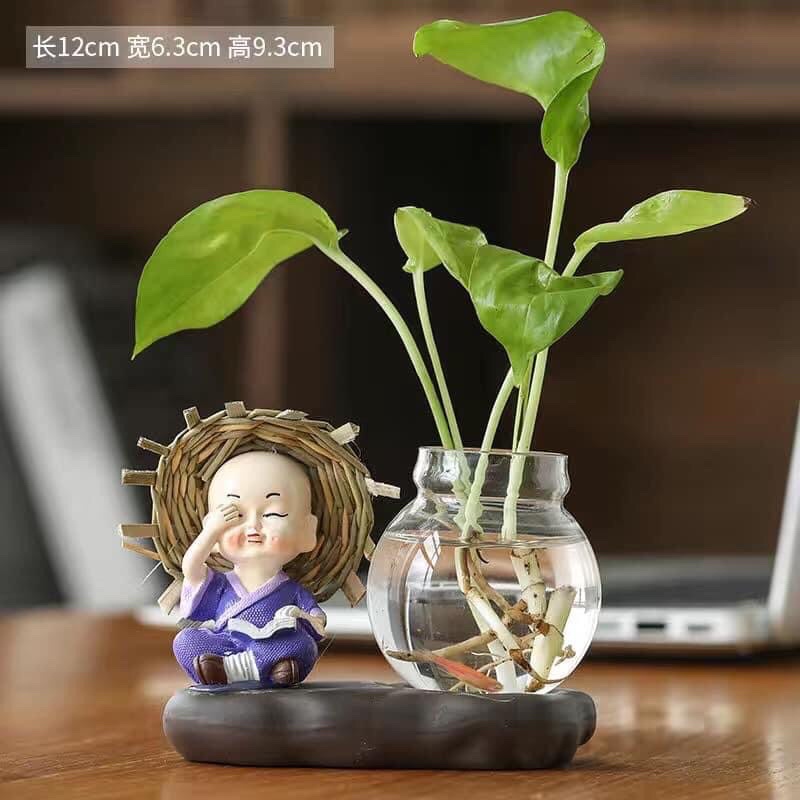 Set tượng tĩnh tâm kèm đế và lọ hoa