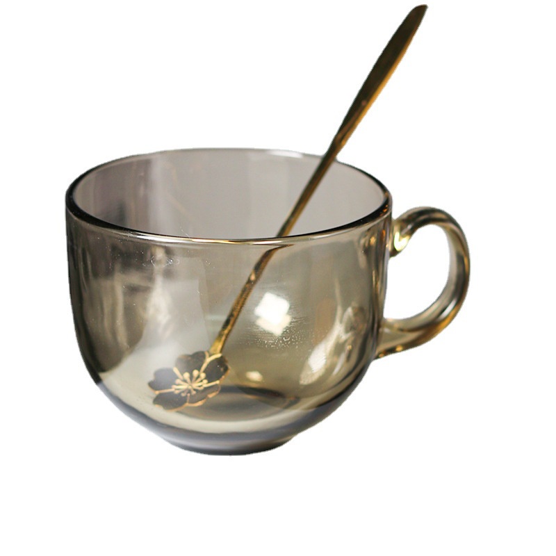 Cốc thủy tinh màu hổ phách, ly thủy tinh chịu nhiệt cao cấp, dung tích 480ml
