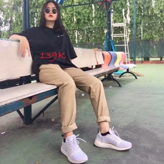 FULL SET ÁO PHÔNG TAY LỠ - QUẦN BAGGY KAKI