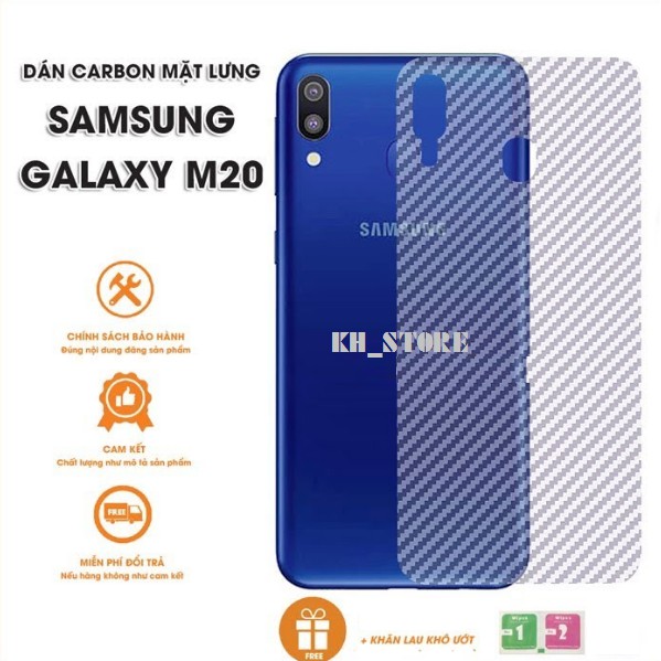 Miếng dán mặt lưng vân cacbon cho samsung M20