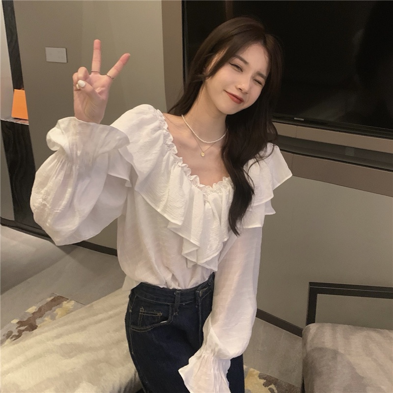 Áo Sơ Mi Dài Tay Cổ Chữ V Rộng Rãi 53968