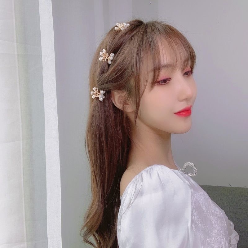 Cute Korean Style Pearl Mini Hair Clips For Women