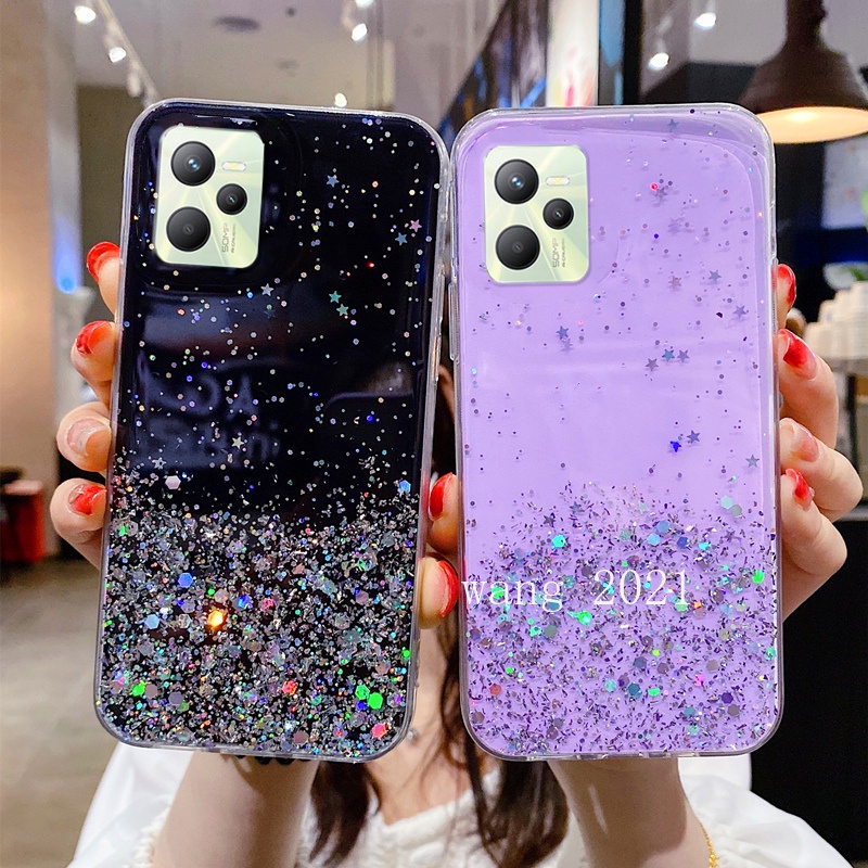 Ốp Điện Thoại Dẻo Trong Suốt Đính Sequin Hình Ngôi Sao Lấp Lánh Chống Rơi Cho Realme C35 / 9 Pro + / 9Pro / 9i 2022