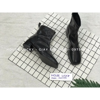 (ORDER) Bốt da trơn cổ thấp mũi vuông đế 3,5cm BIG SIZE(34-43)