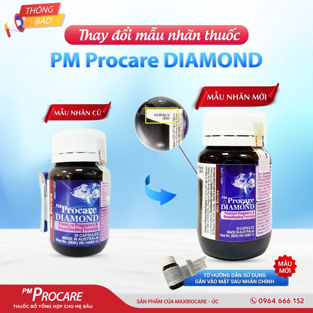 Vitamin Tổng Hợp PM Procare / Procare Diamond Chuyên Dùng Cho Phụ Nữ Có Thai và Cho Con Bú