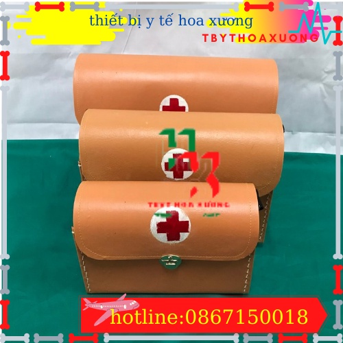 [Hàng Việt Nam]Túi Cứu Thương Y Tế Chữ Thập Cỡ Trung 29X22X10 - Màu Da Bò