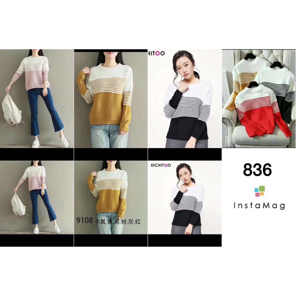 G03. 836. ÁO LEN SỌC TAY DÀI