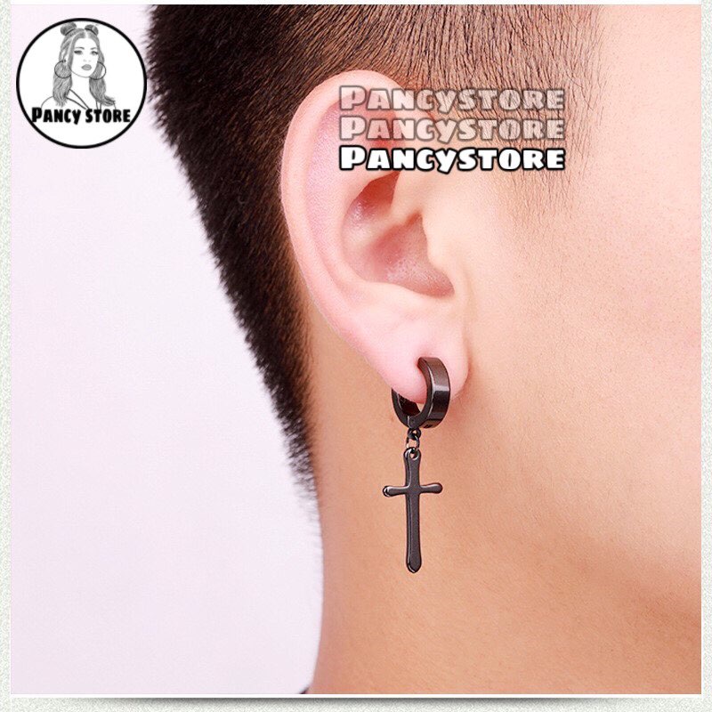 kẹp tai nam nữ thánh giá không cần xỏ lỗ Unisex titan không gỉ