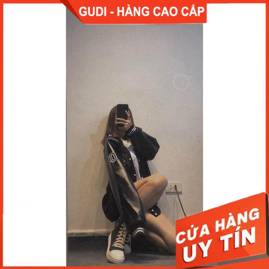 Áo Khoác Bomber 03 Tay Phối Da Unisex, Dáng Thể Thao Đen Cổ Viền Nỉ Nam Nữ | BigBuy360 - bigbuy360.vn