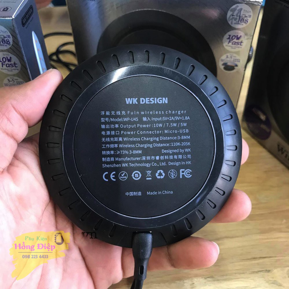 Đế Sạc nhanh không dây WK U85 (sạc nhanh 10w) full hộp kèm dây sạc