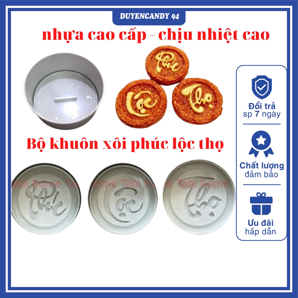 Bộ khuôn làm xôi - khuôn xôi - khuôn làm bánh phúc - lộc - thọ chất liệu nhựa chịu nhiệt cao cấp