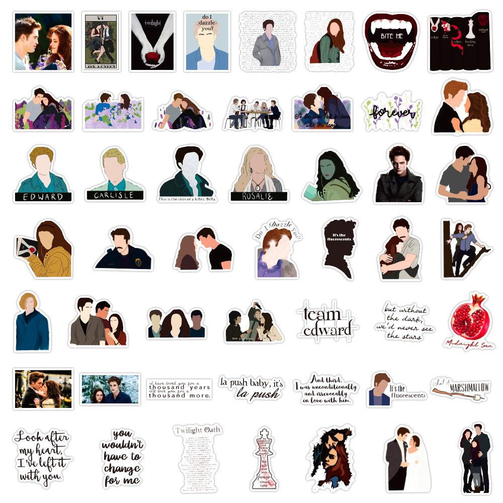 Set 50 miếng sticker dán trang trí chống thấm hình The Twilight Saga độc đáo