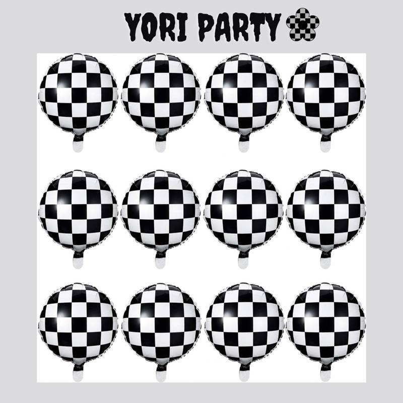 Bong Bóng Caro Đen Trang Trí Sinh Nhật - Yori Party