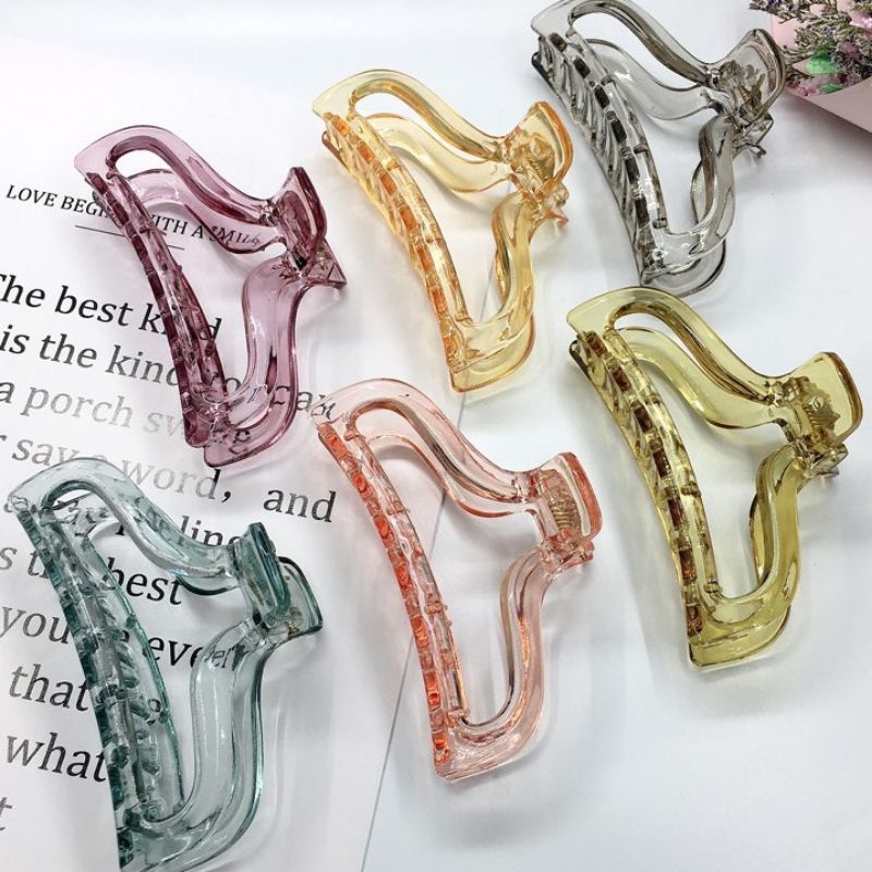 Kẹp tóc càng cua trong suốt nhiều màu dáng dài phong cách Hàn Quốc dành cho nữ -