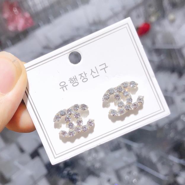 Bông tai Chữ X đính đá tỉ mỉ lấp lánh