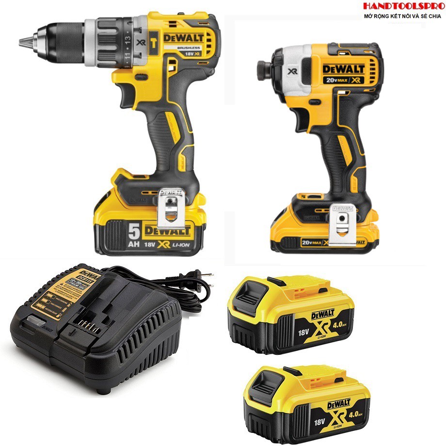 Combo máy khoan và siết vít DCD796 + DCF887+ 2pin 4Ah + sạc DCB115 + Valy DEWALT DCK266M2