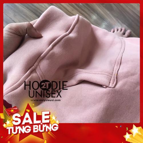 ÁO KHOÁC NỈ BÔNG HOODIE UNISEX TRƠN - NÓN 2 LỚP - THỜI TRANG THU ĐÔNG (HỒNG RUỐC) -Hàng nhập khẩu