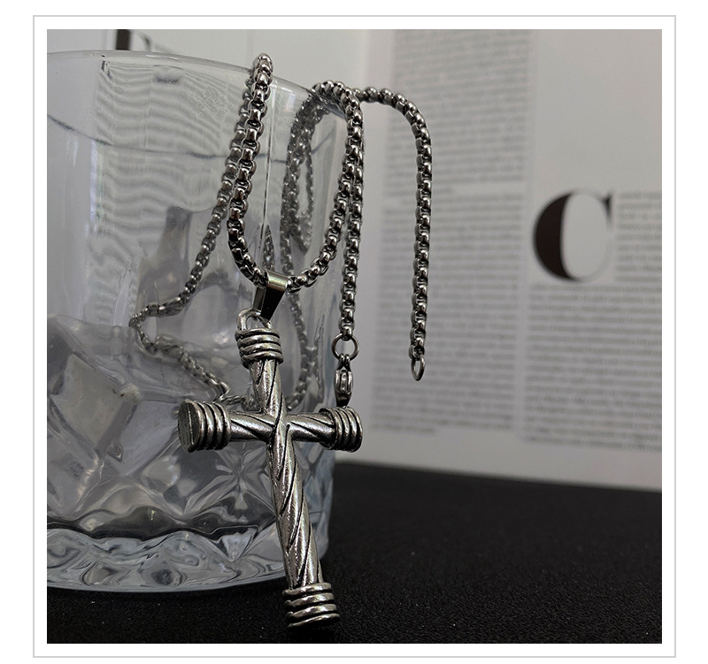 Dây chuyền mặt thánh giá bằng thép titan phong cách hip hop 22761 thời trang