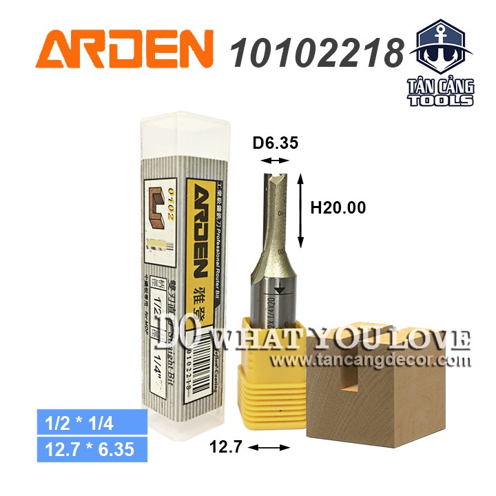 Mũi Router Móc Rãnh Arden 20 x 6mm Cốt 12.7 mm