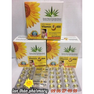 Vitamin E 400 hộp 100 viên hỗ trợ sáng đẹp da chống lão hóa da