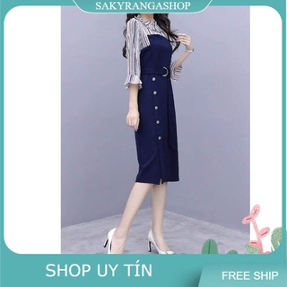 Hàng nhập - đầm body thun phối voan họa tiết