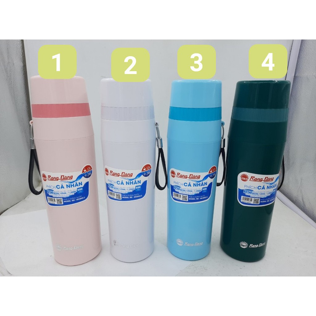 Phích cá nhân 0,5 lít Vỏ Nhựa RẠNG ĐÔNG Model: RD-0538N2.E in hoa văn đẹp mắt