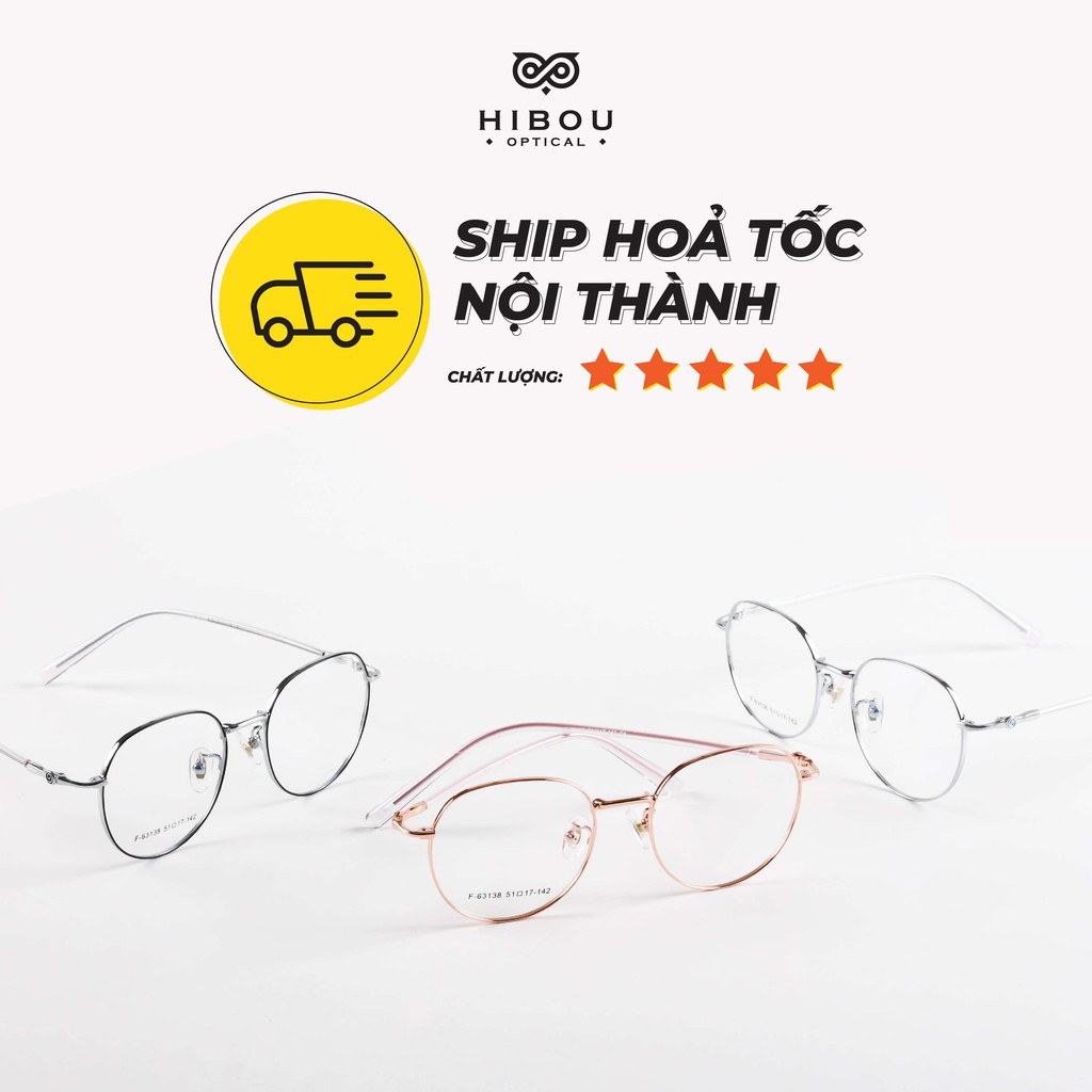 Gọng kính cận tròn GT63138 bằng hợp kim nhẹ Hibou Optical