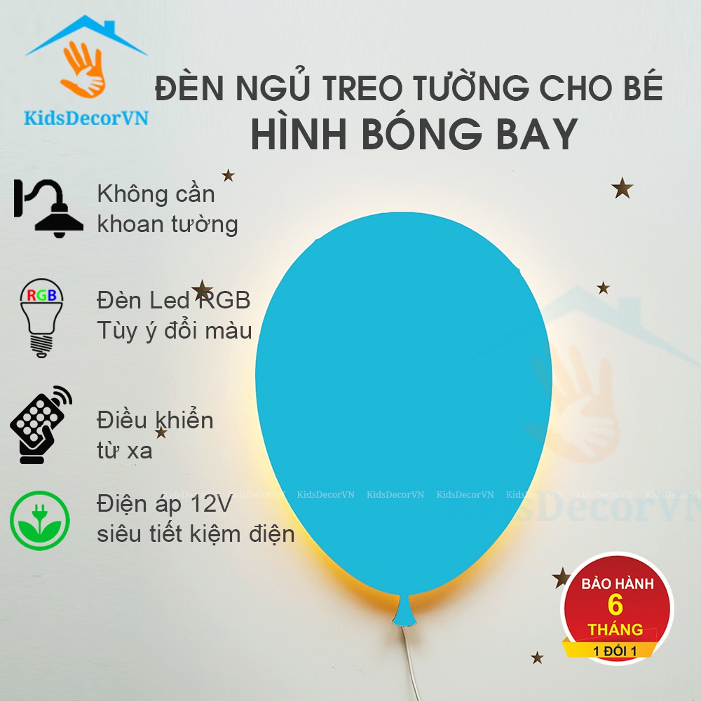 Đèn ngủ cho bé hình bong bóng, Đèn ngủ treo tường, đèn ngủ trẻ em wall lamp, balloon lamp, night light kidsdecorvn