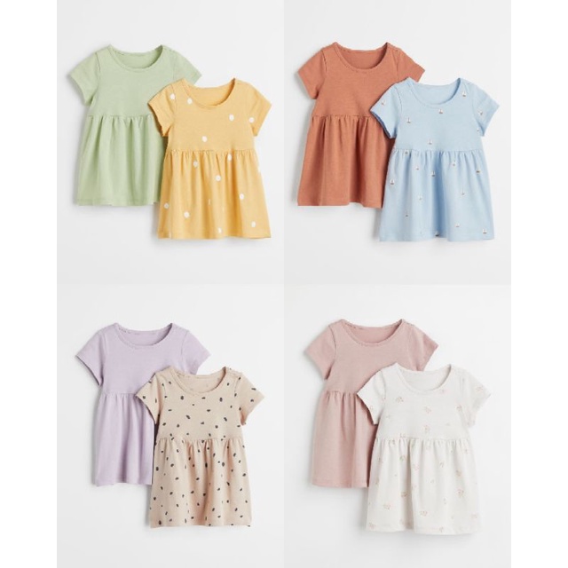 Set 2 váy cotton bé gái chính hãng H&M